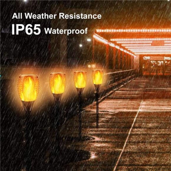 Solar Torch Lights with Flickering Flame, Fire Effect Garden Light, Auto On/Off - Picture 6 of 16